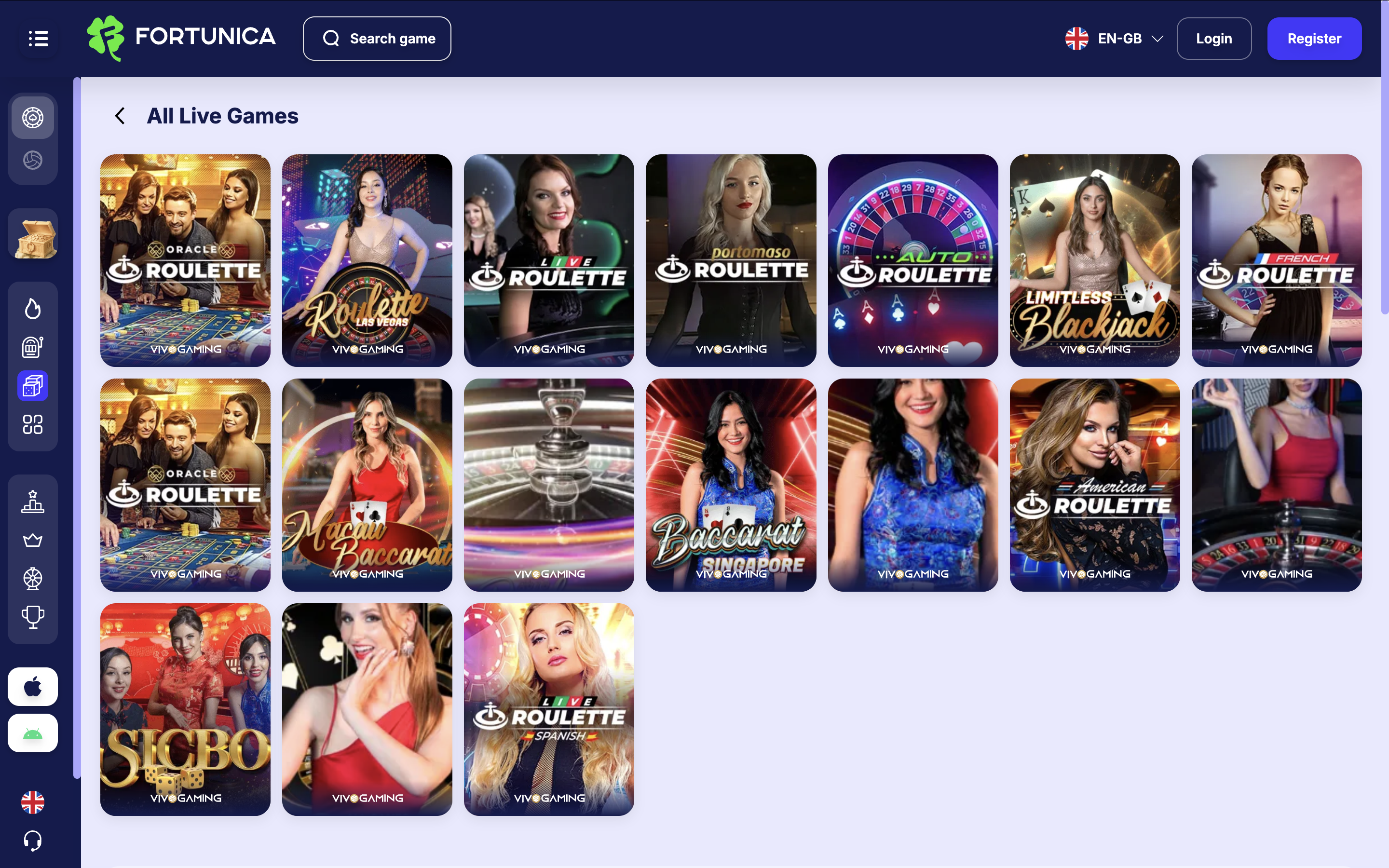 Fortunica Live Casino Banner
