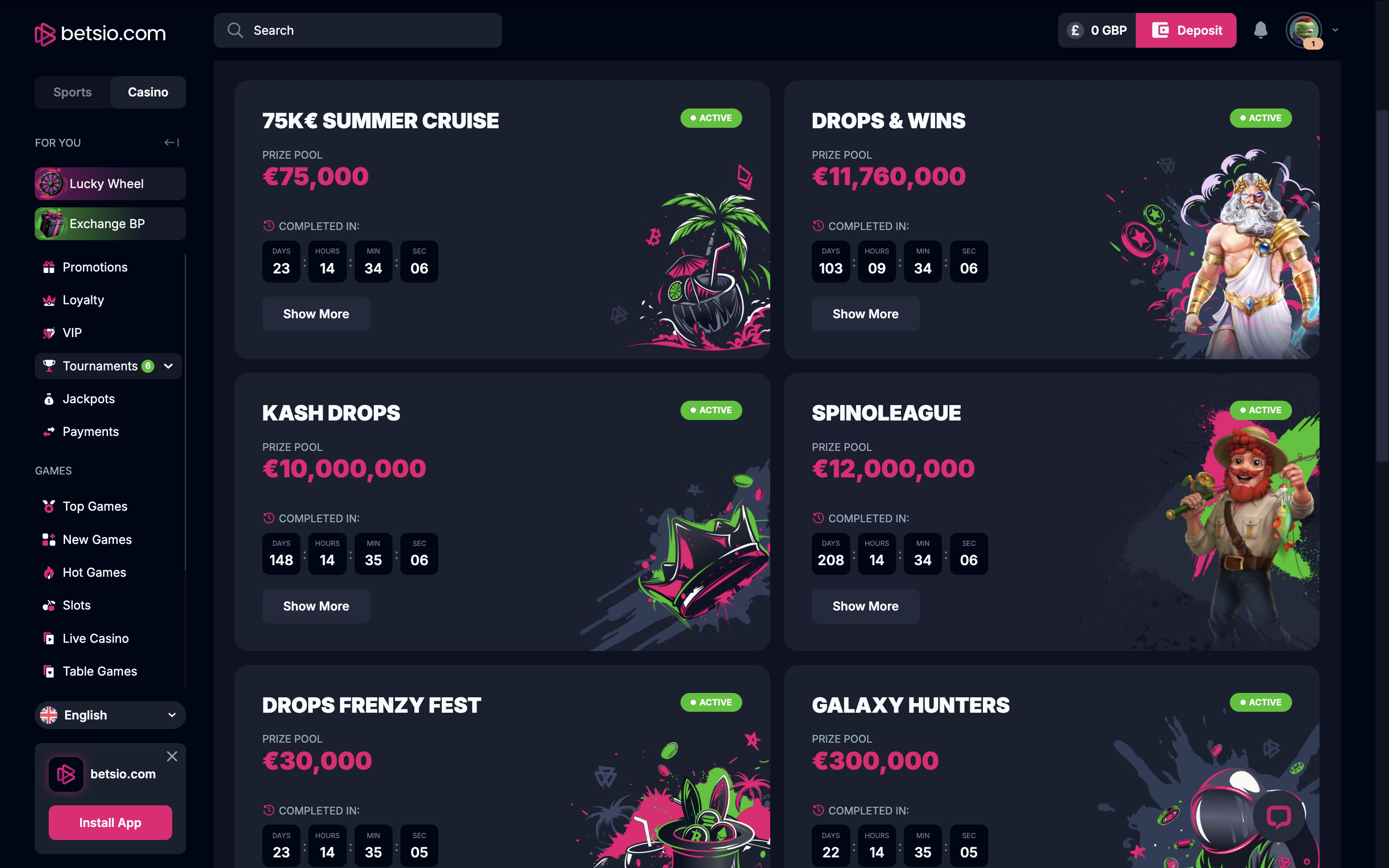 Betsio.com Tournaments Banner