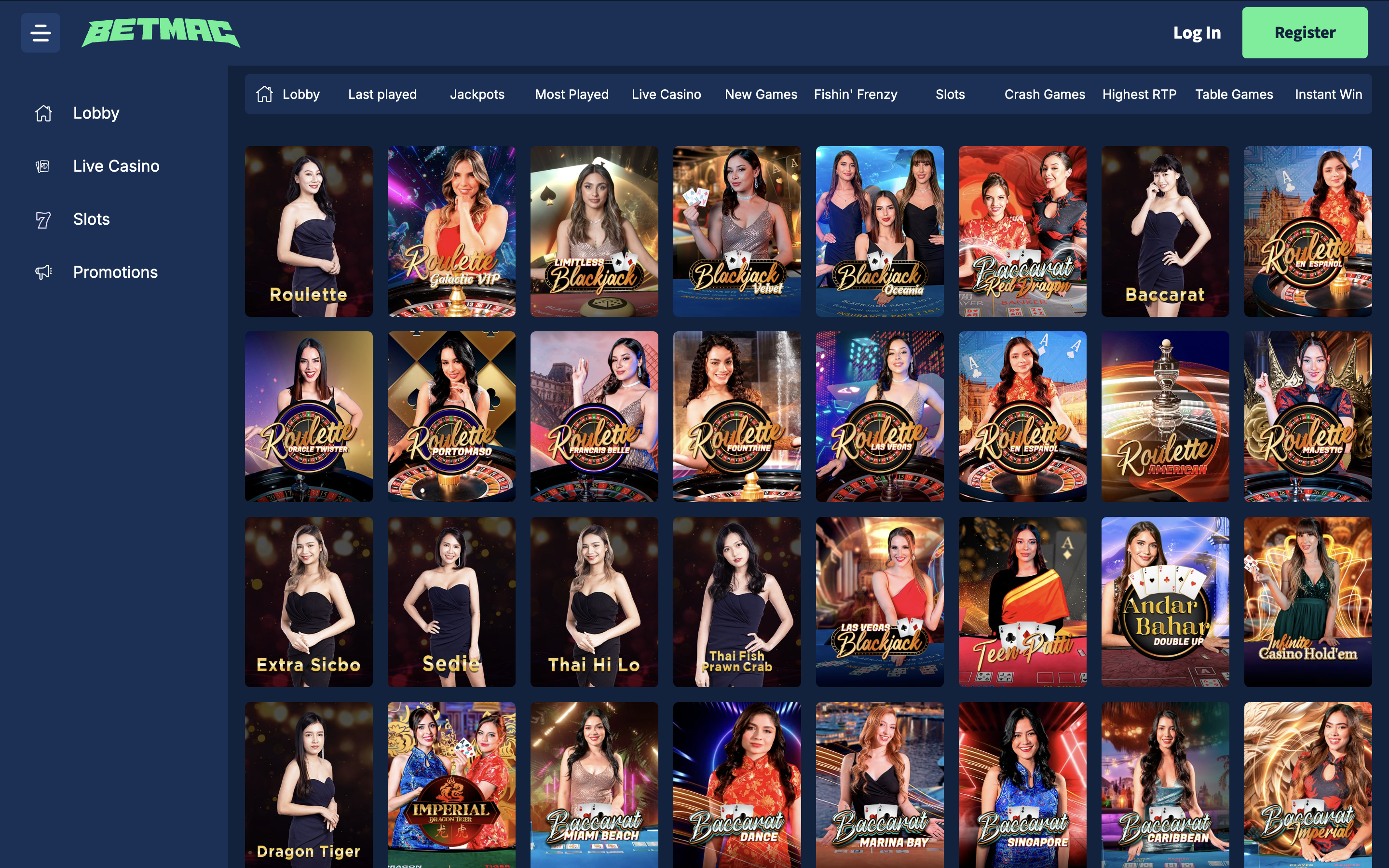 Betmac Live Casino Banner