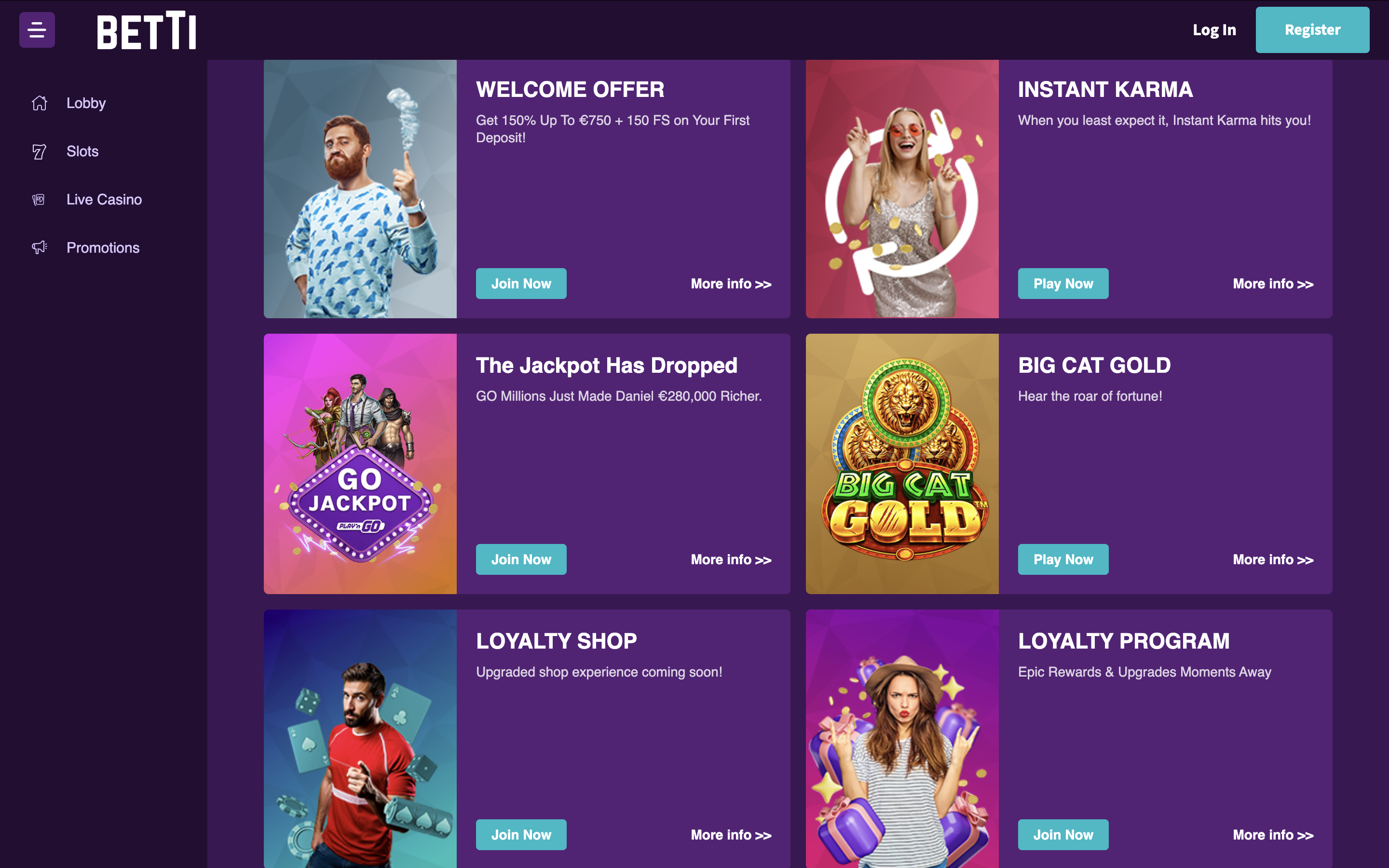 Betti Casino Bonuses and Promotions Banner