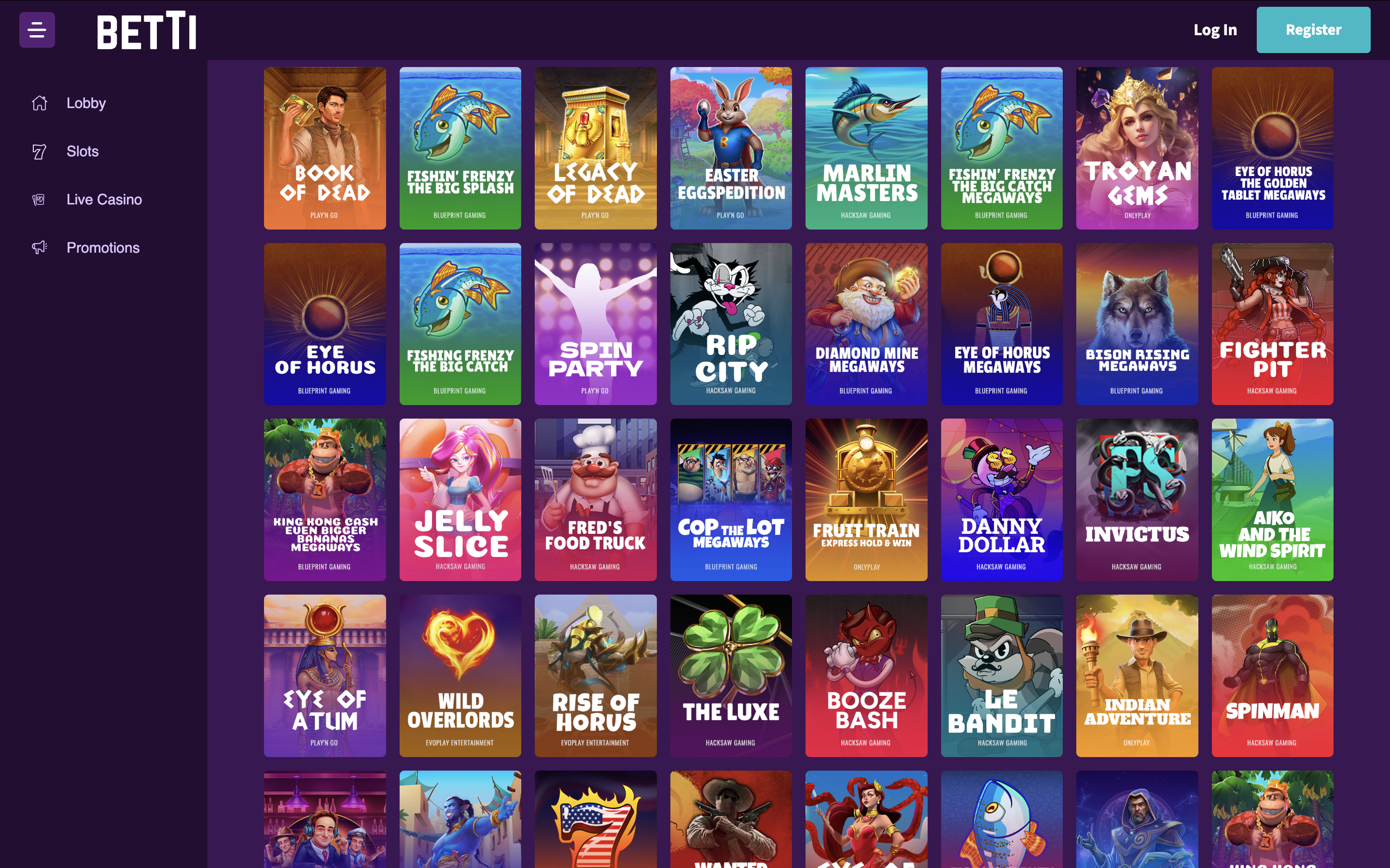 Betti Casino Games and Software Banner